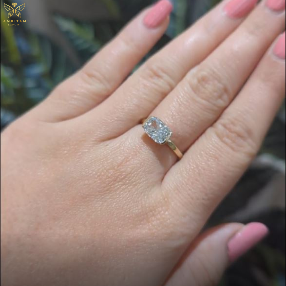 Lab-Grown Diamond East-West Half-Bezel Solitaire Ring