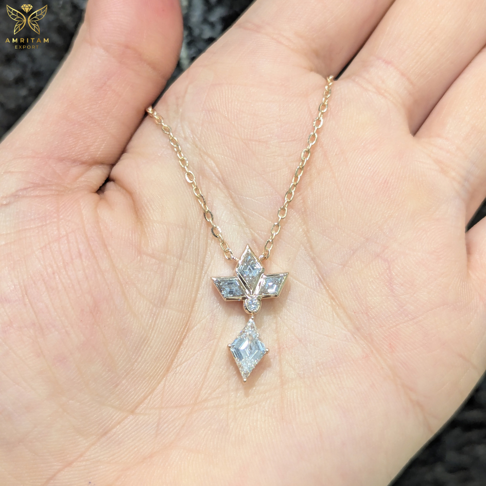 Kite & Marquise Cut Diamond Crown Pendant Necklace