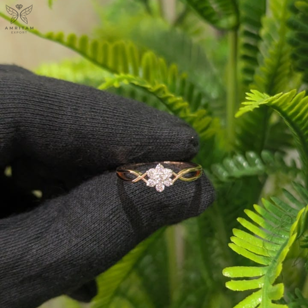 Floral Twisted Bypass Cluster Ring