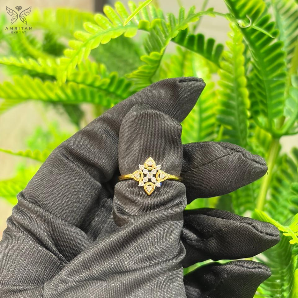 Lab-Grown Diamond Pear-Accent Geometric Cluster Ring