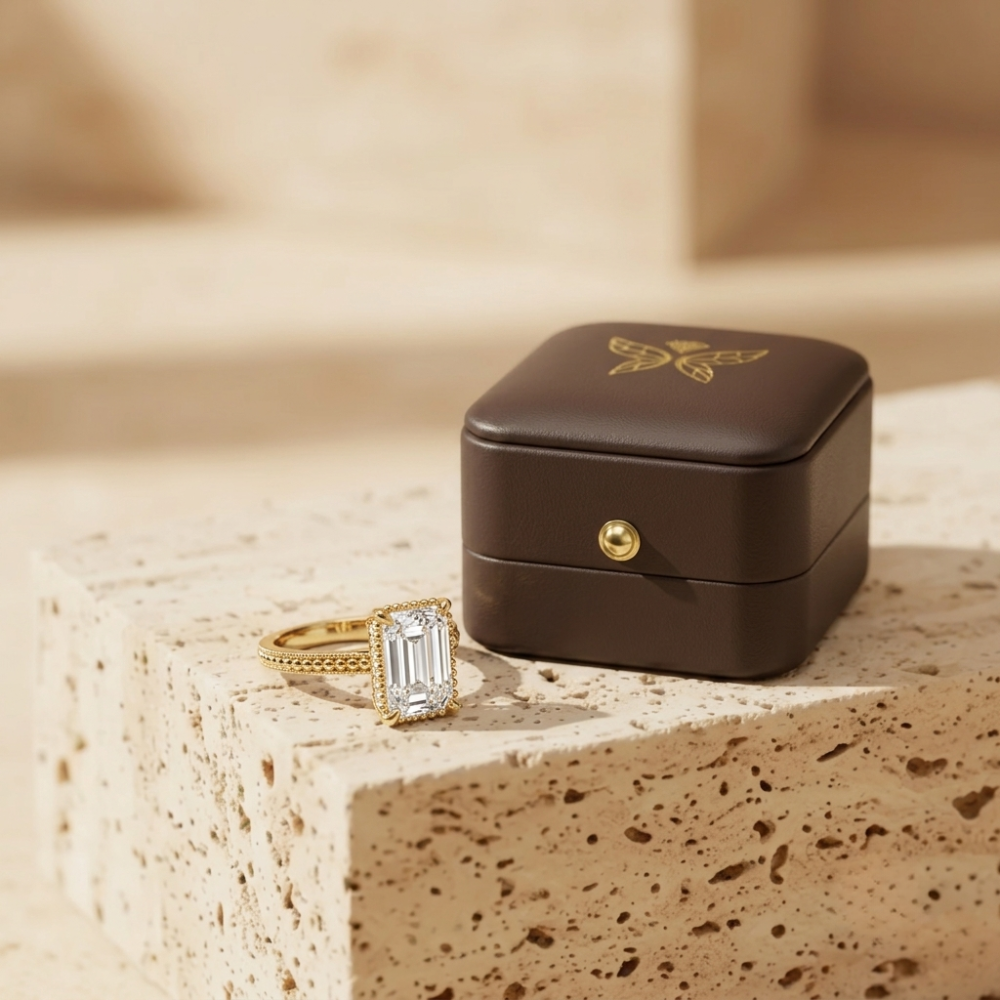 The Radiant Elegance | Emerald Cut Lab-Grown Diamond Ring