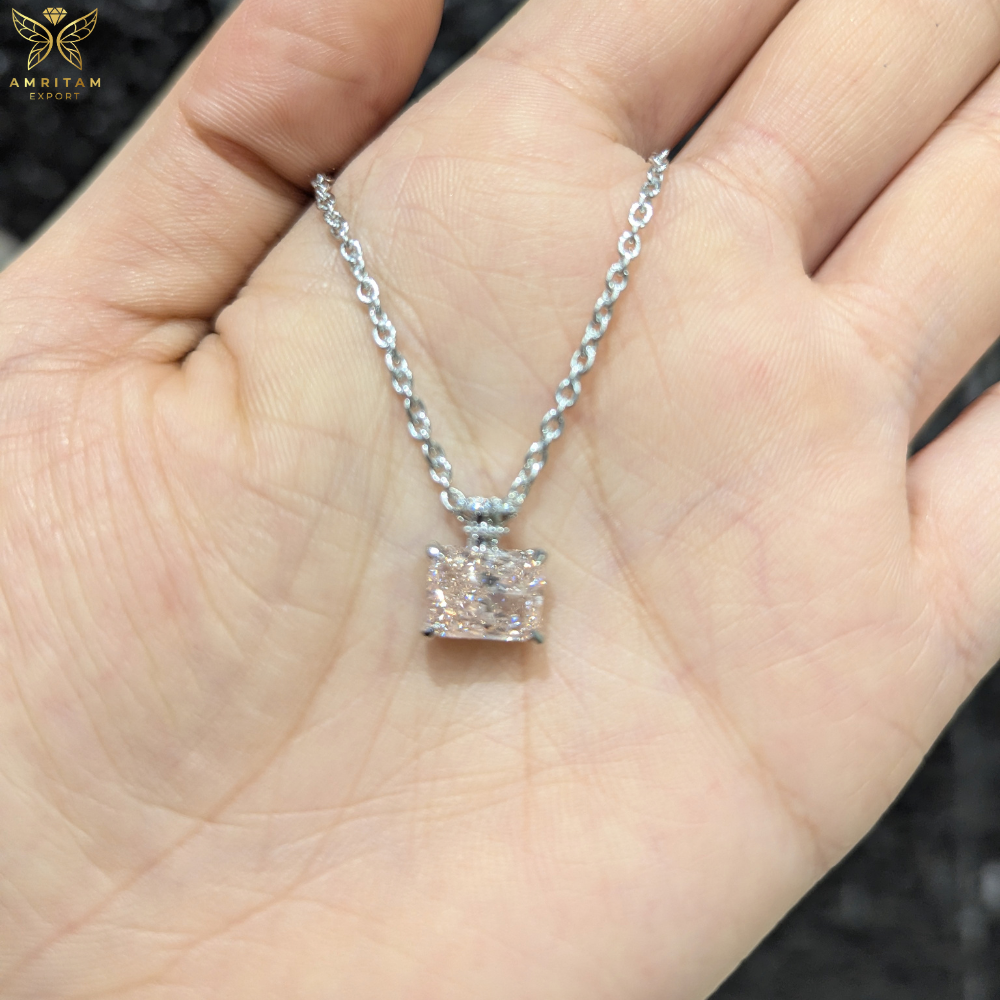 Princess Cut Pink Diamond Pendant Necklace