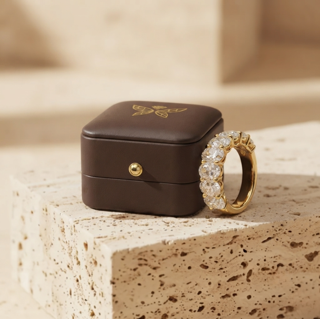 The Crown Elegance Oval Diamond Half Eternity Ring
