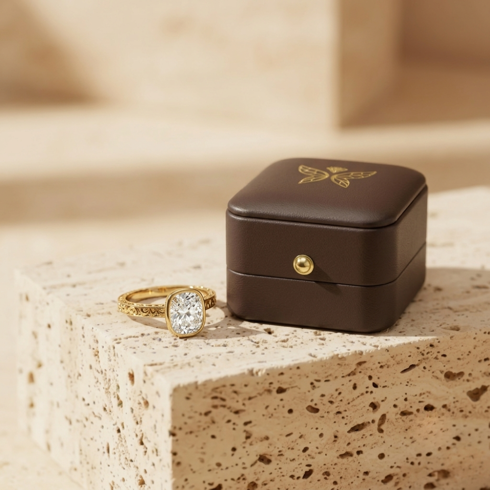 The Golden Heritage | Horizontal Cushion Lab-Grown Diamond Ring