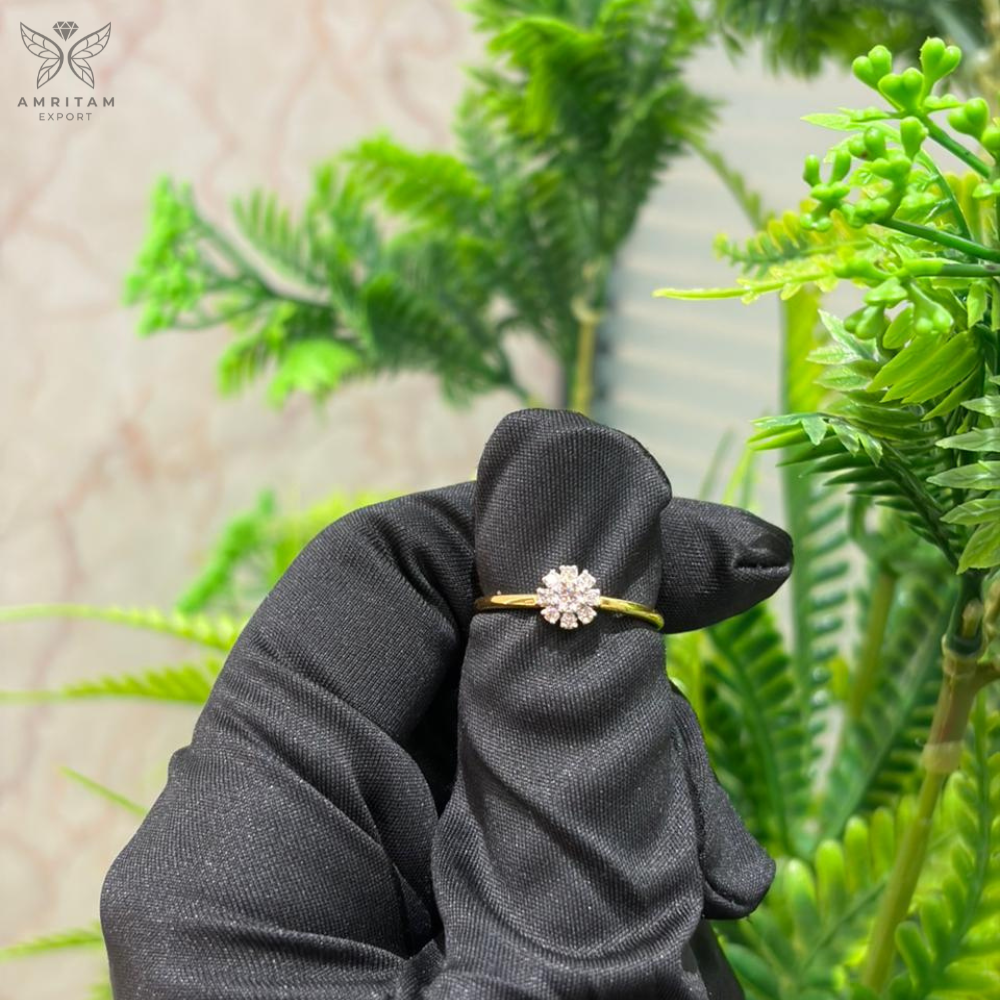 Round Floral Yellow Gold Statement Ring