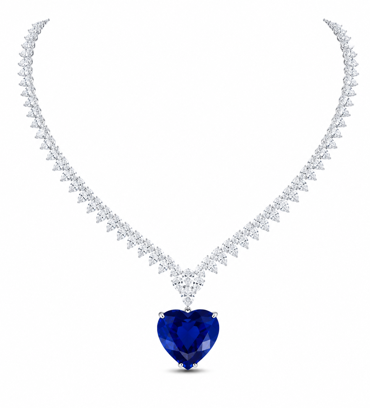 Blue Heart Diamond Pendant Necklace