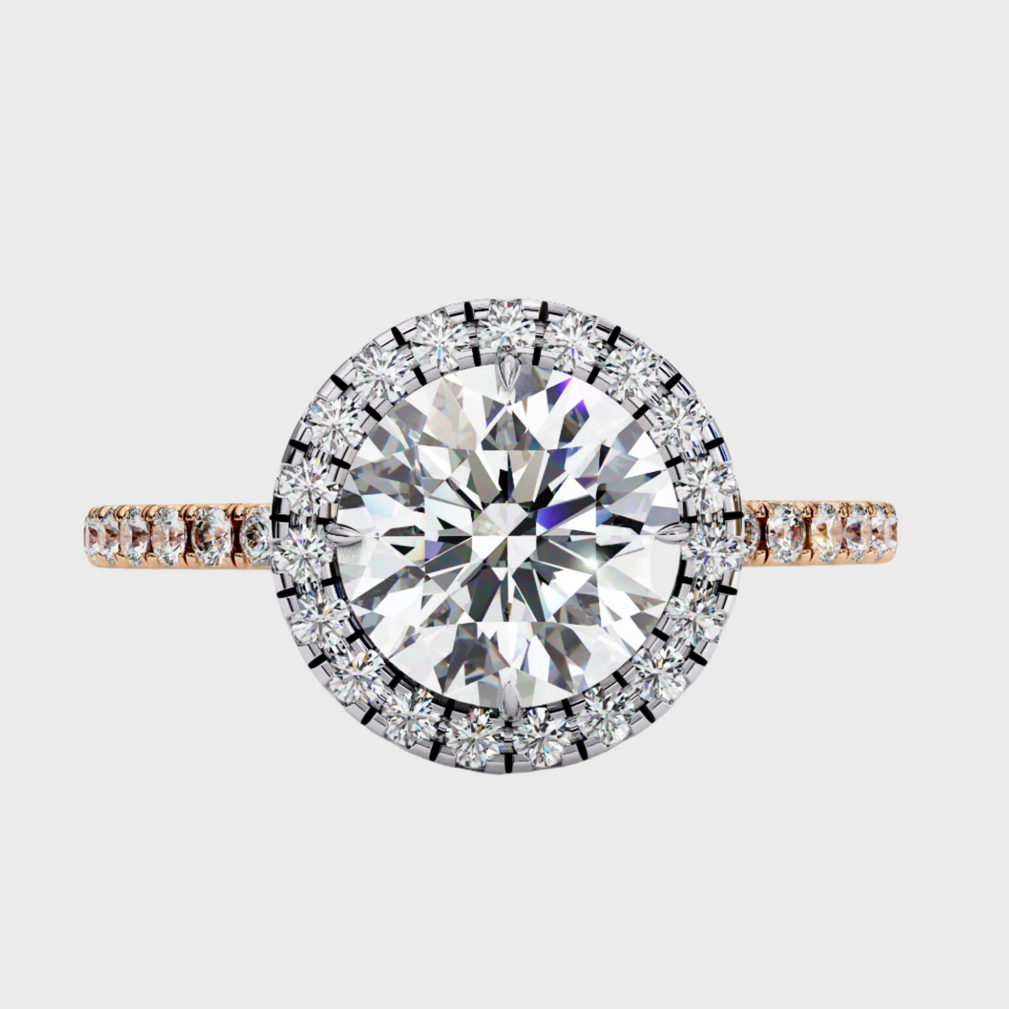 Round Halo Diamond Engagement Ring in White Gold