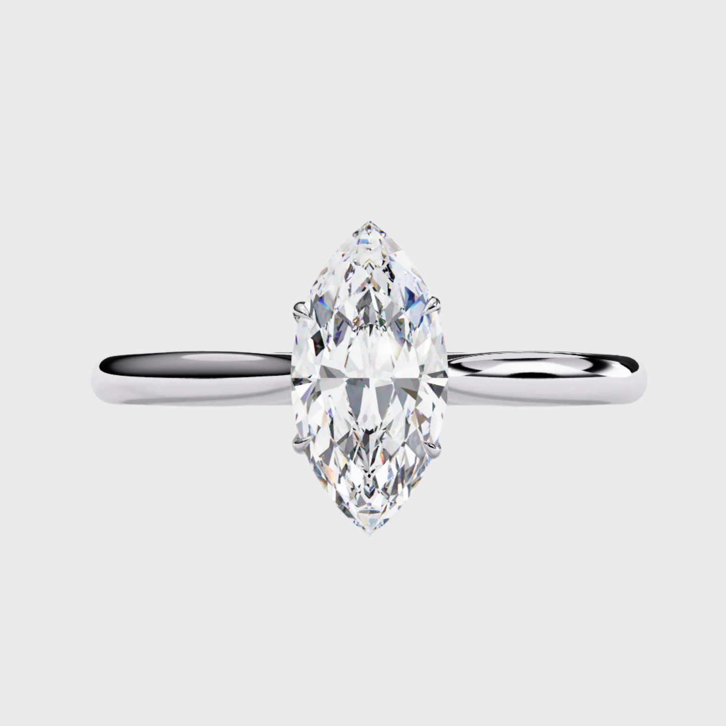 Marquise-Cut Diamond Solitaire Ring in Yellow Gold with White Gold Crown Setting
