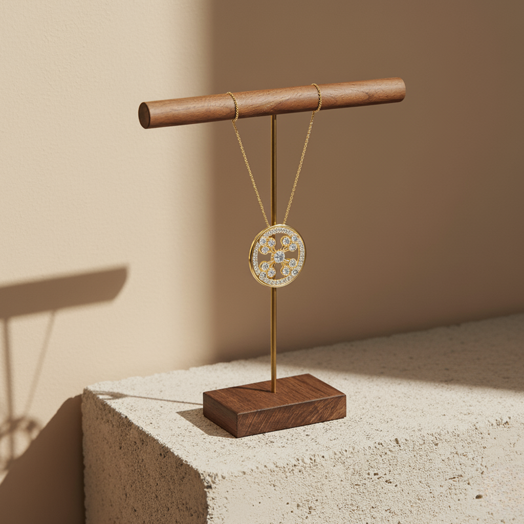 Vintage Cross Circle Pendant – 925 Silver CVD Diamond Necklace