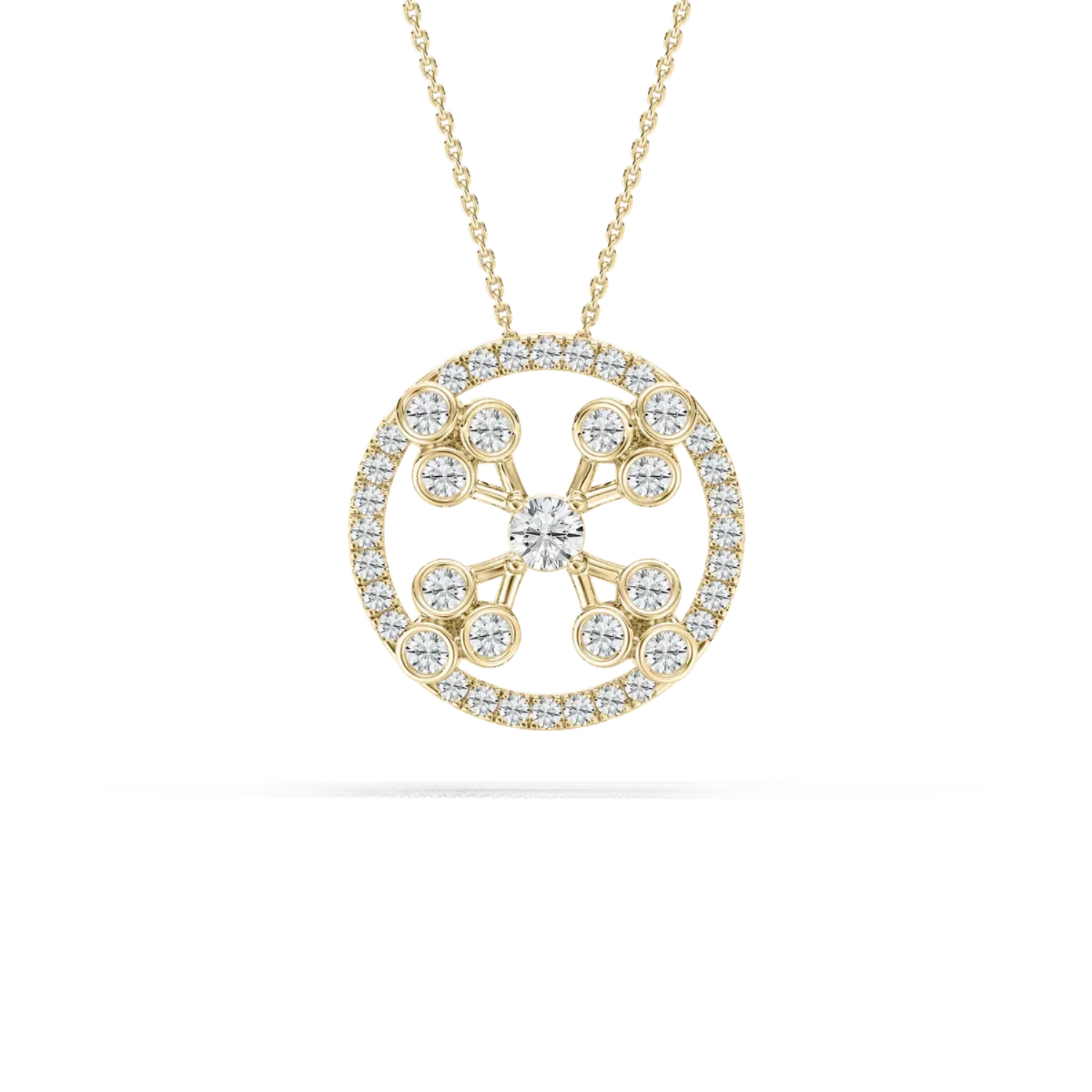 Vintage Cross Circle Pendant – 925 Silver CVD Diamond Necklace