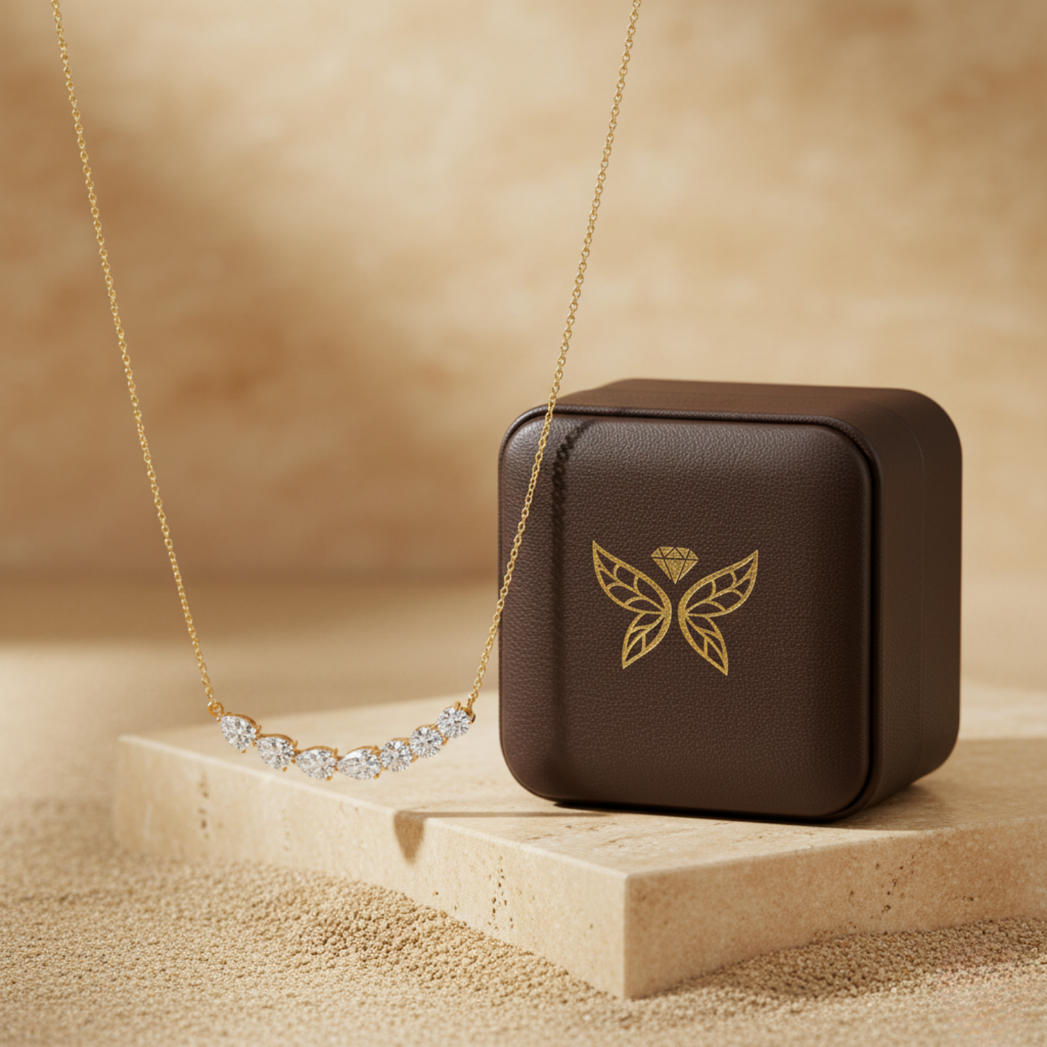 Princess Cut CVD Diamond Necklace – 925 Silver