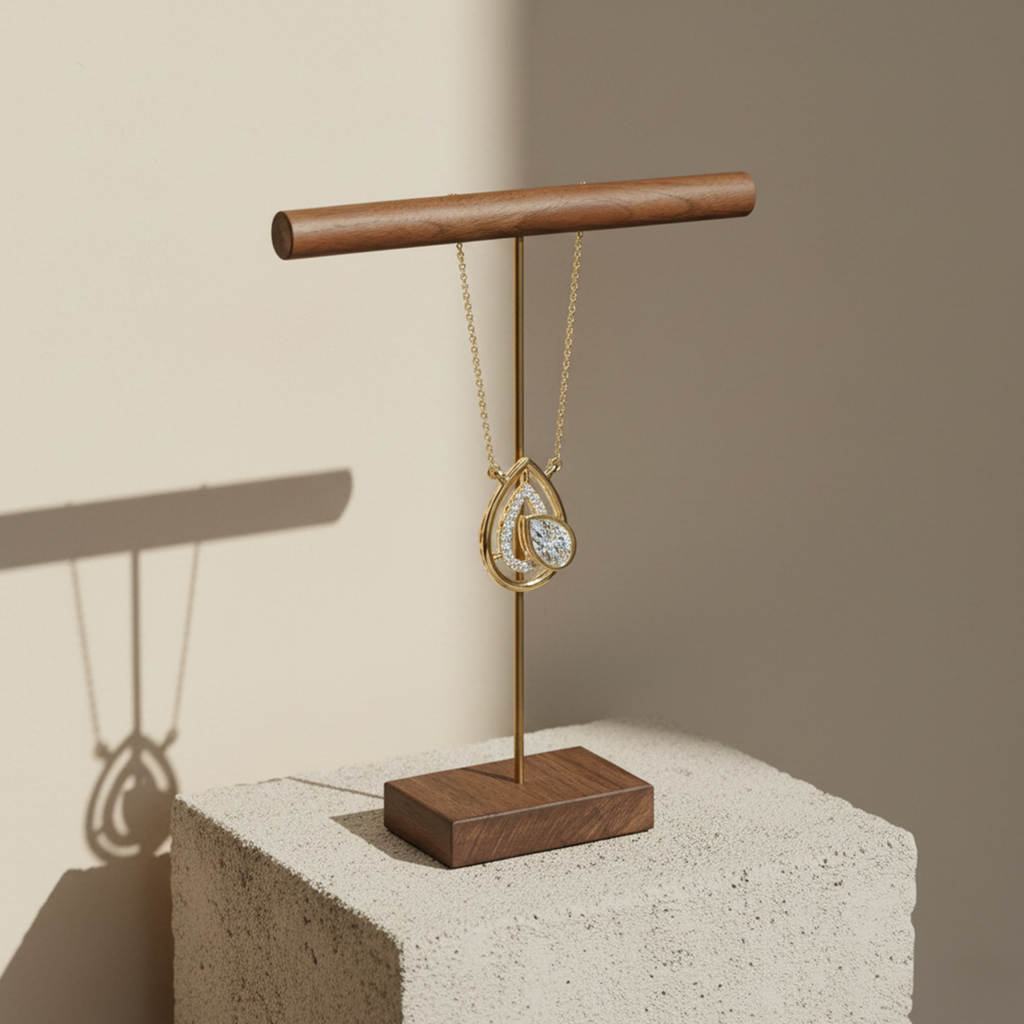 Teardrop Layered Pendant Necklace – 925 Silver CVD Diamond Design