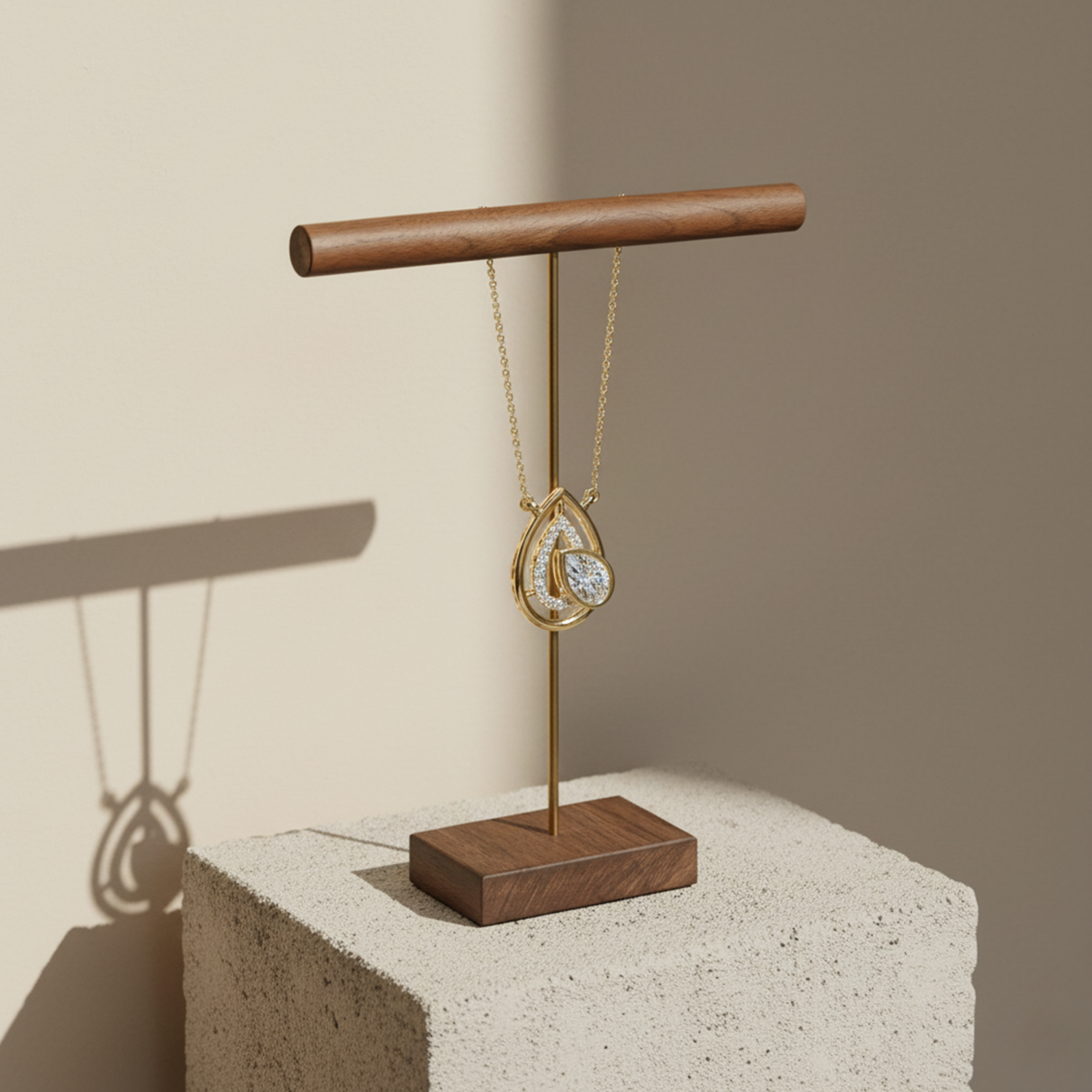 Teardrop Layered Pendant Necklace – 925 Silver CVD Diamond Design