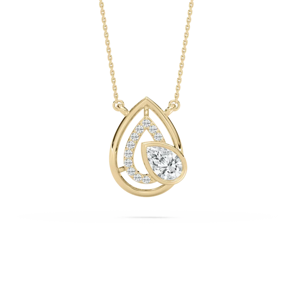 Teardrop Layered Pendant Necklace – 925 Silver CVD Diamond Design