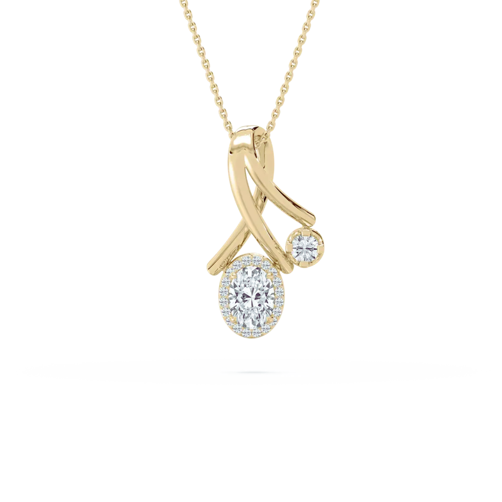 Twist Duo Stone CVD Diamond Pendant – 925 Silver Minimal Gold Necklace
