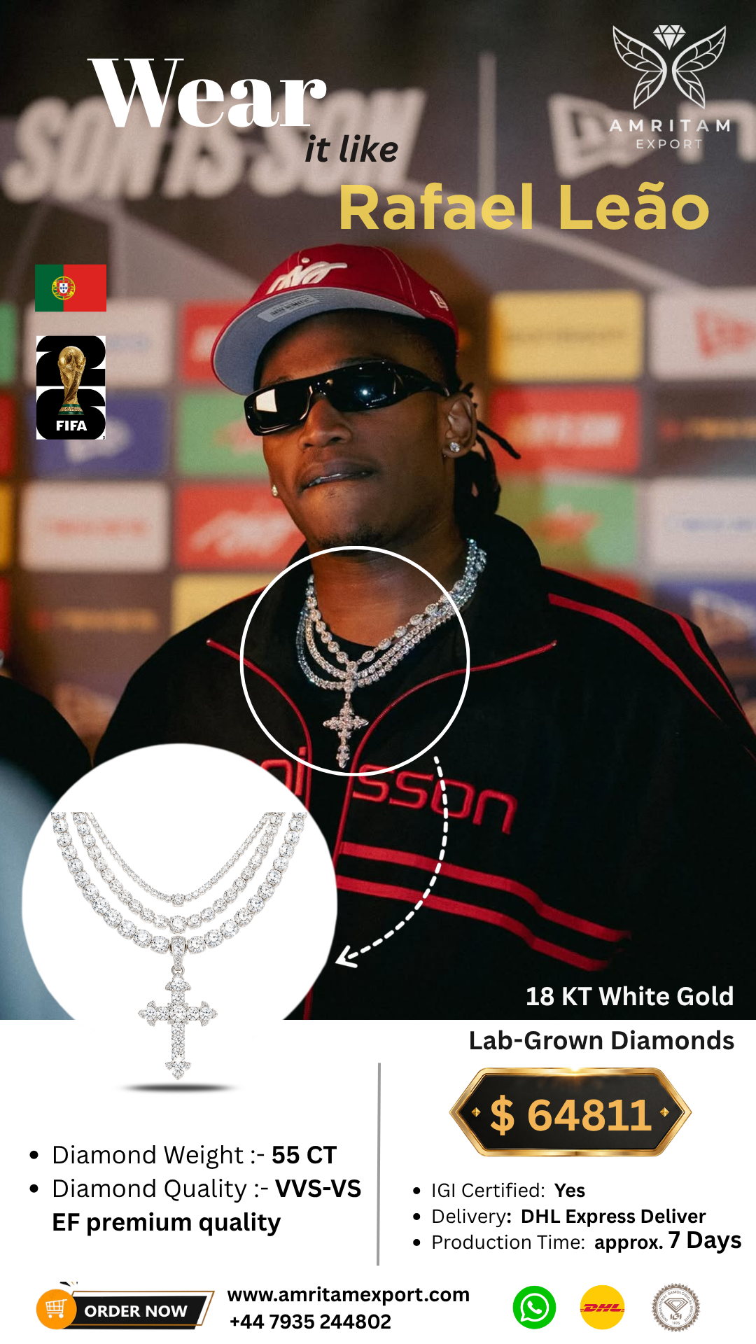 Diamond Cross Layered Necklace