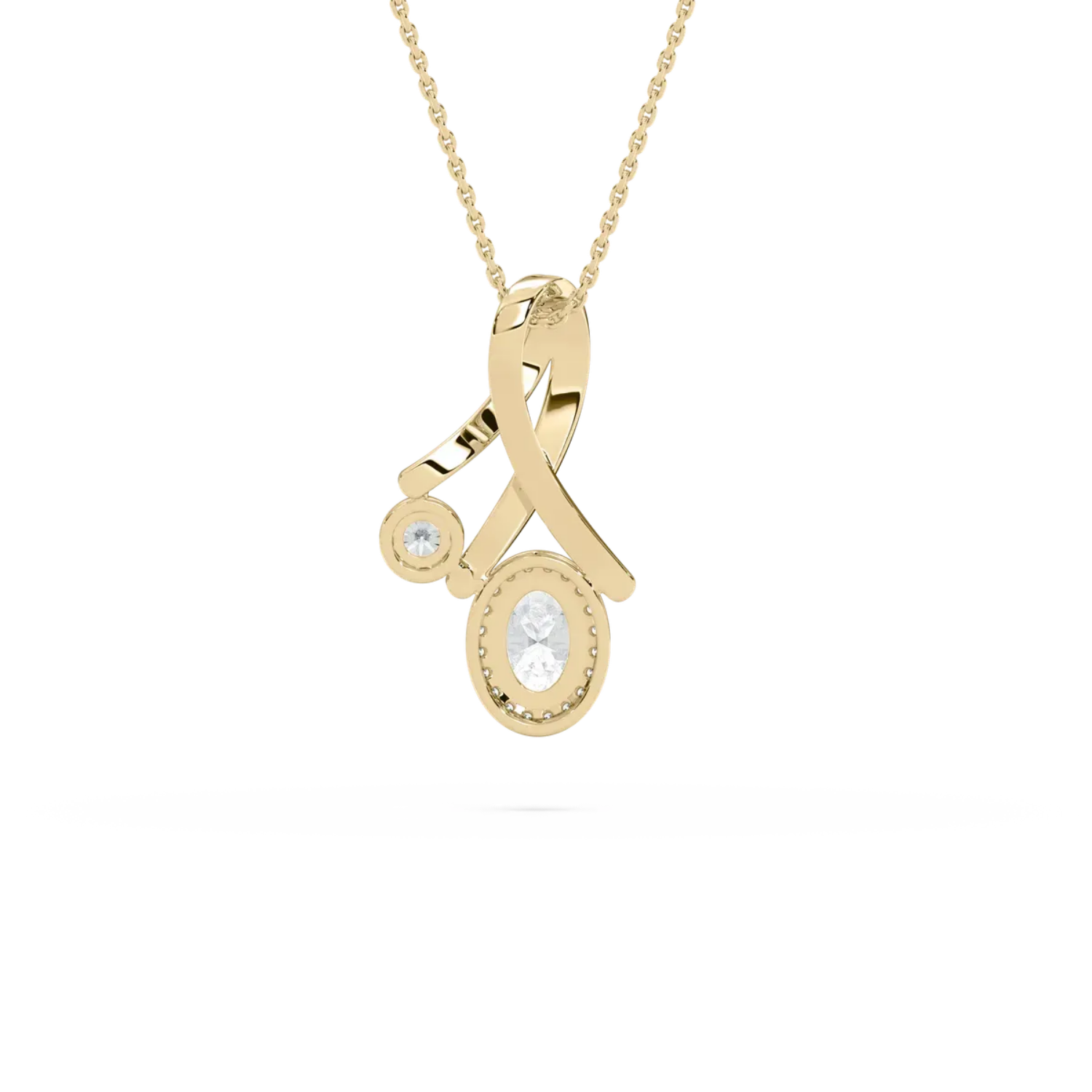 Twist Duo Stone CVD Diamond Pendant – 925 Silver Minimal Gold Necklace