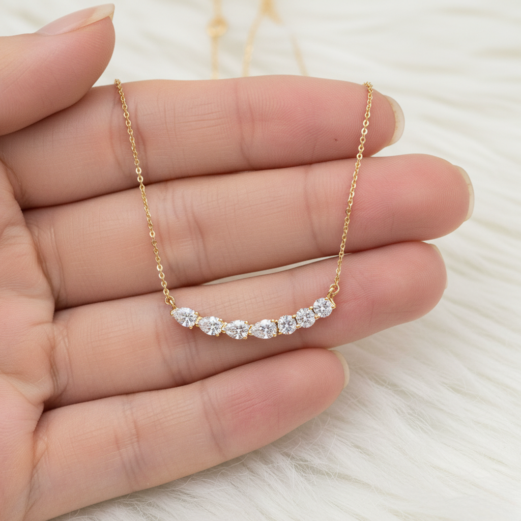 Princess Cut CVD Diamond Necklace – 925 Silver