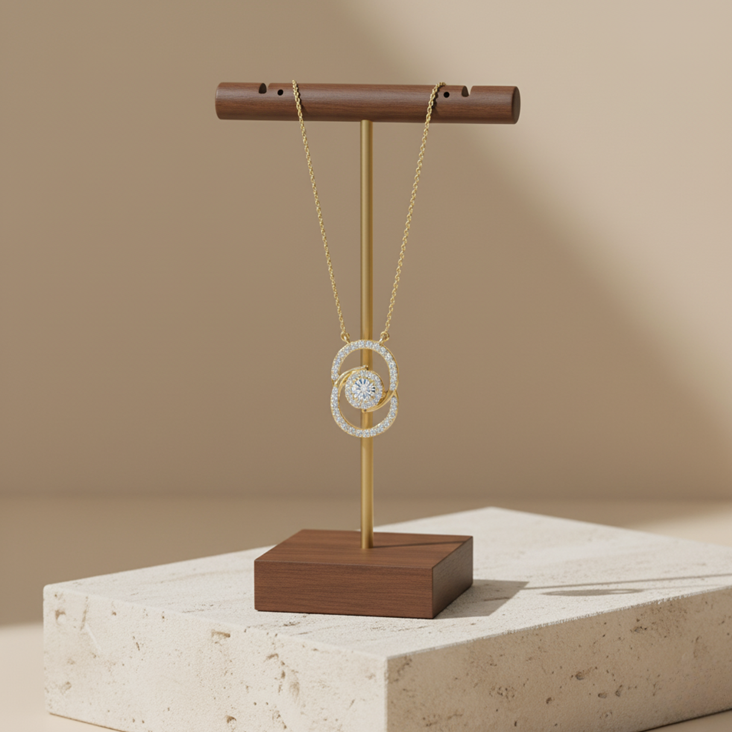 Infinity Circle Pendant Necklace – 925 Silver CVD Diamond Gold Plated Elegant Gift