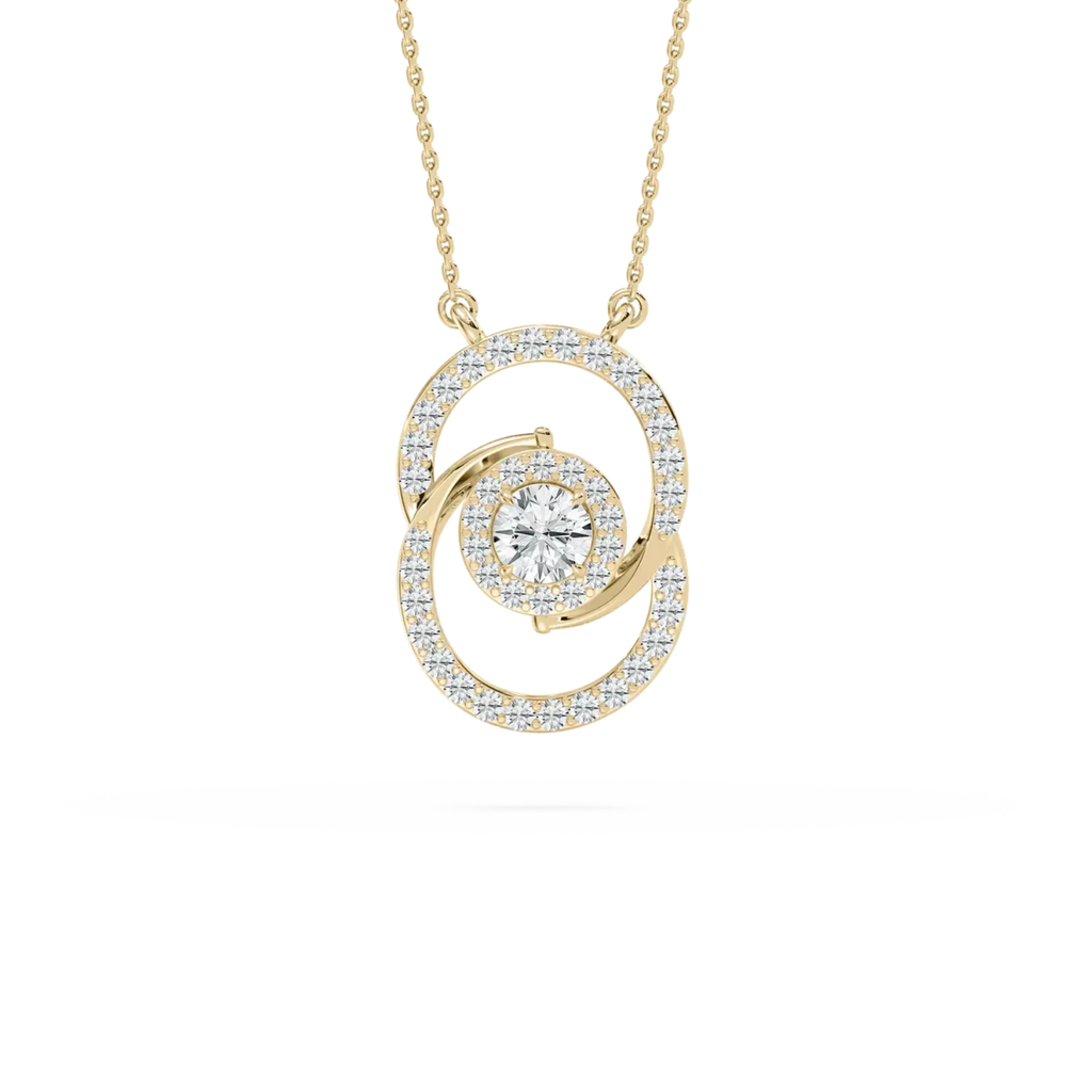 Infinity Circle Pendant Necklace – 925 Silver CVD Diamond Gold Plated Elegant Gift