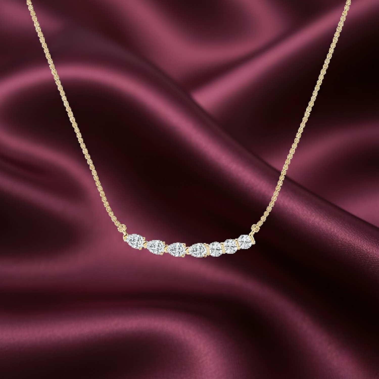 Princess Cut CVD Diamond Necklace – 925 Silver
