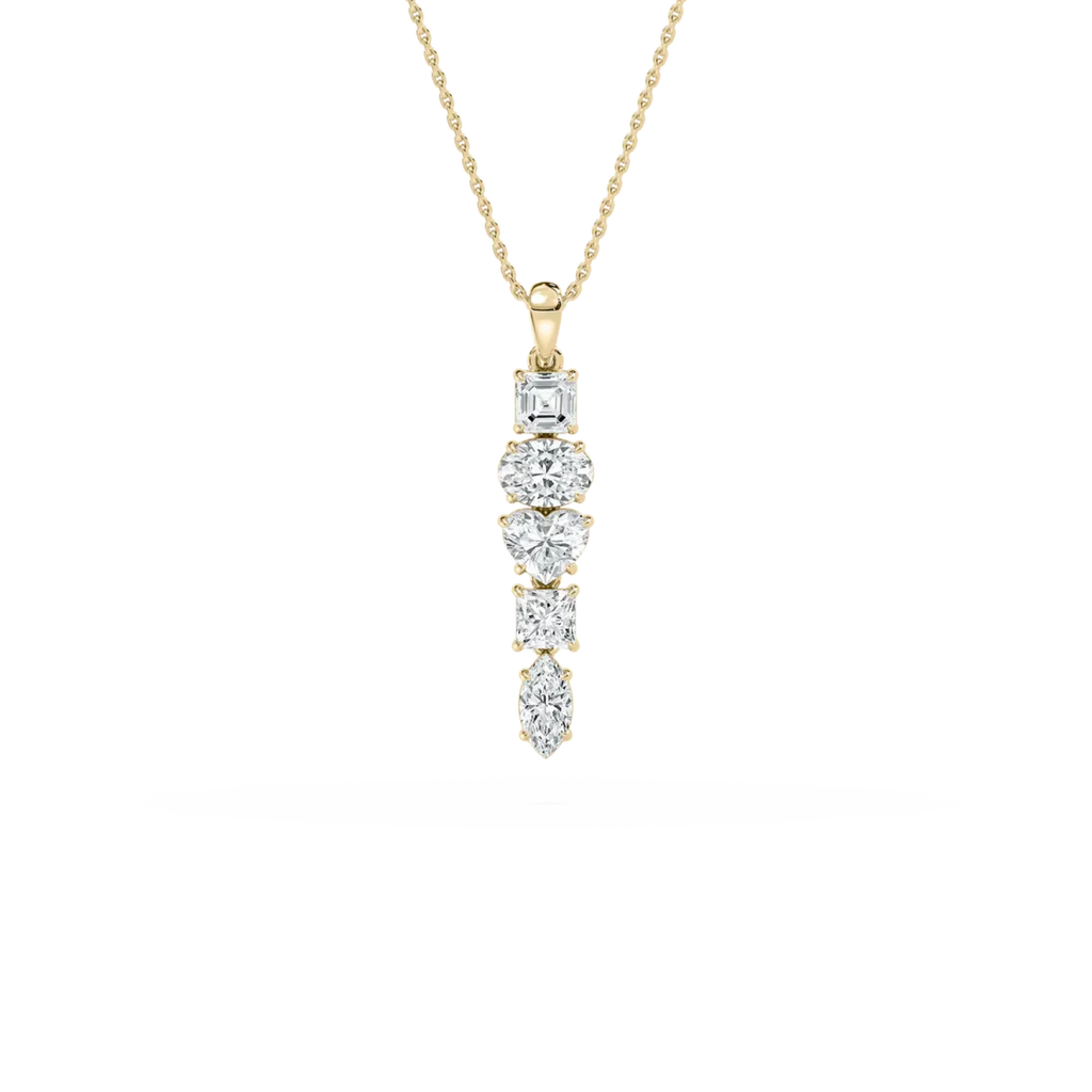 Vertical Drop Diamond Pendant – 925 Silver CVD Diamond Gold Necklace