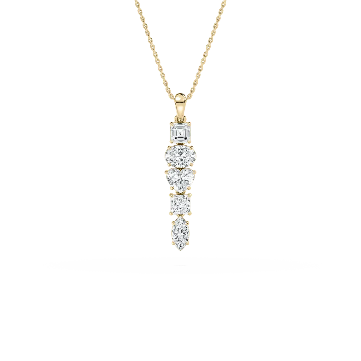 Vertical Drop Diamond Pendant – 925 Silver CVD Diamond Gold Necklace