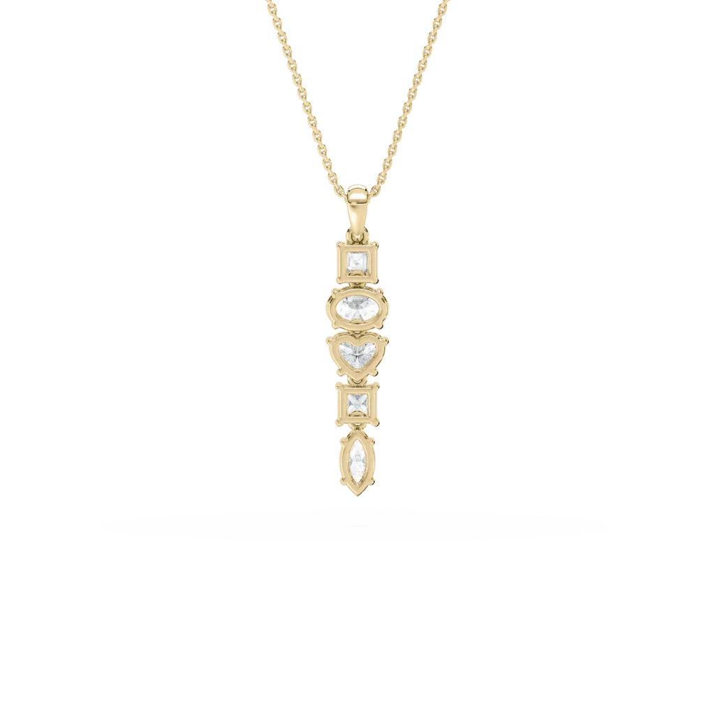 Vertical Drop Diamond Pendant – 925 Silver CVD Diamond Gold Necklace