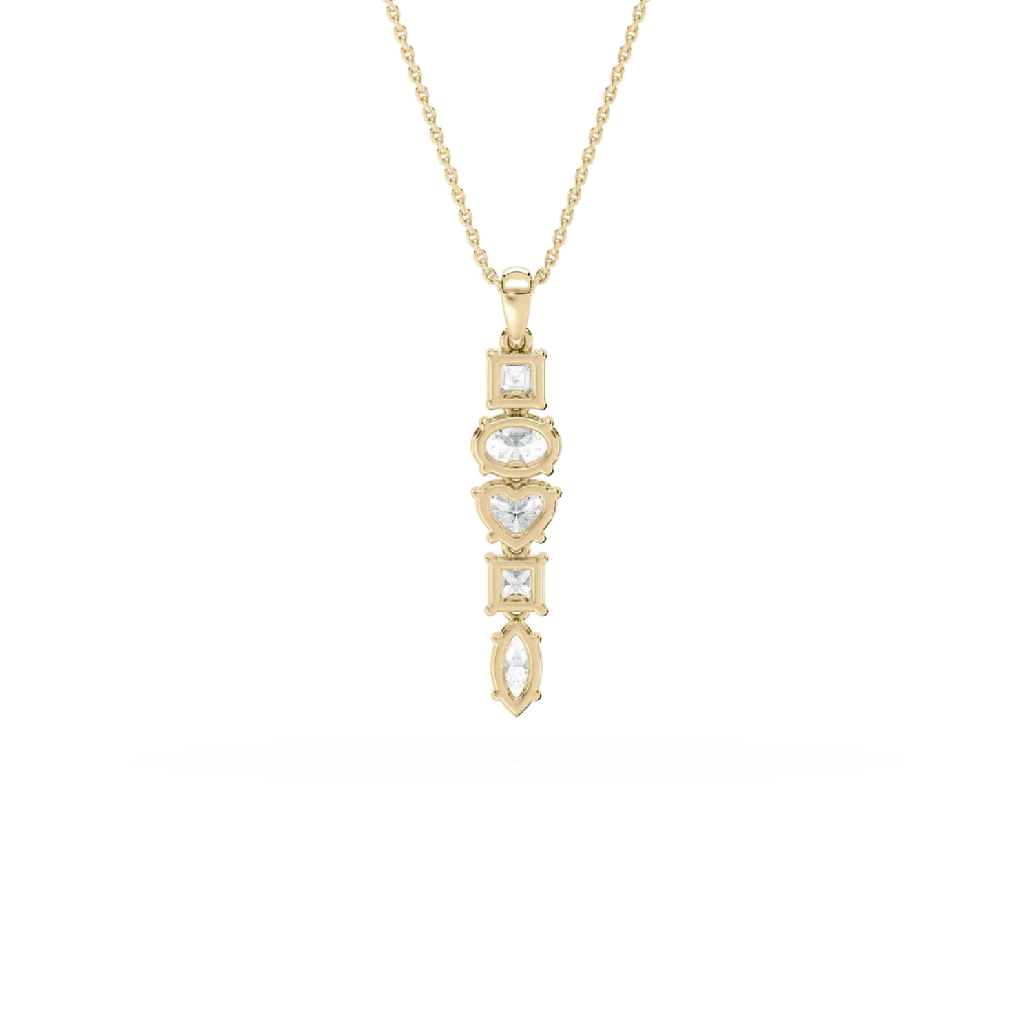 Vertical Drop Diamond Pendant – 925 Silver CVD Diamond Gold Necklace