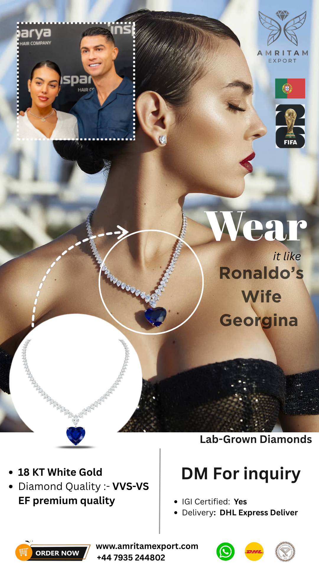 Blue Heart Diamond Pendant Necklace