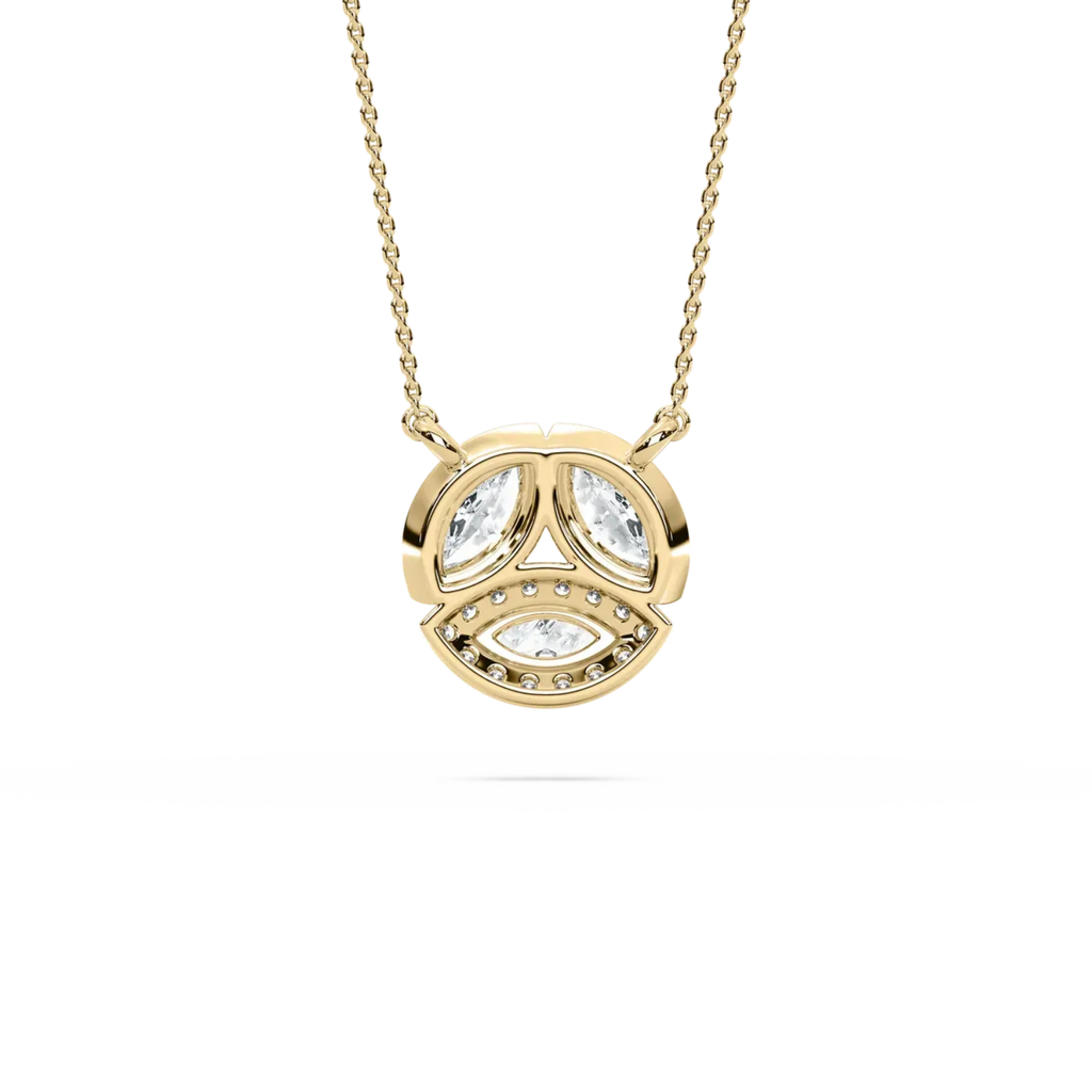 Cluster Marquise Diamond Pendant – 925 Silver Gold Necklace