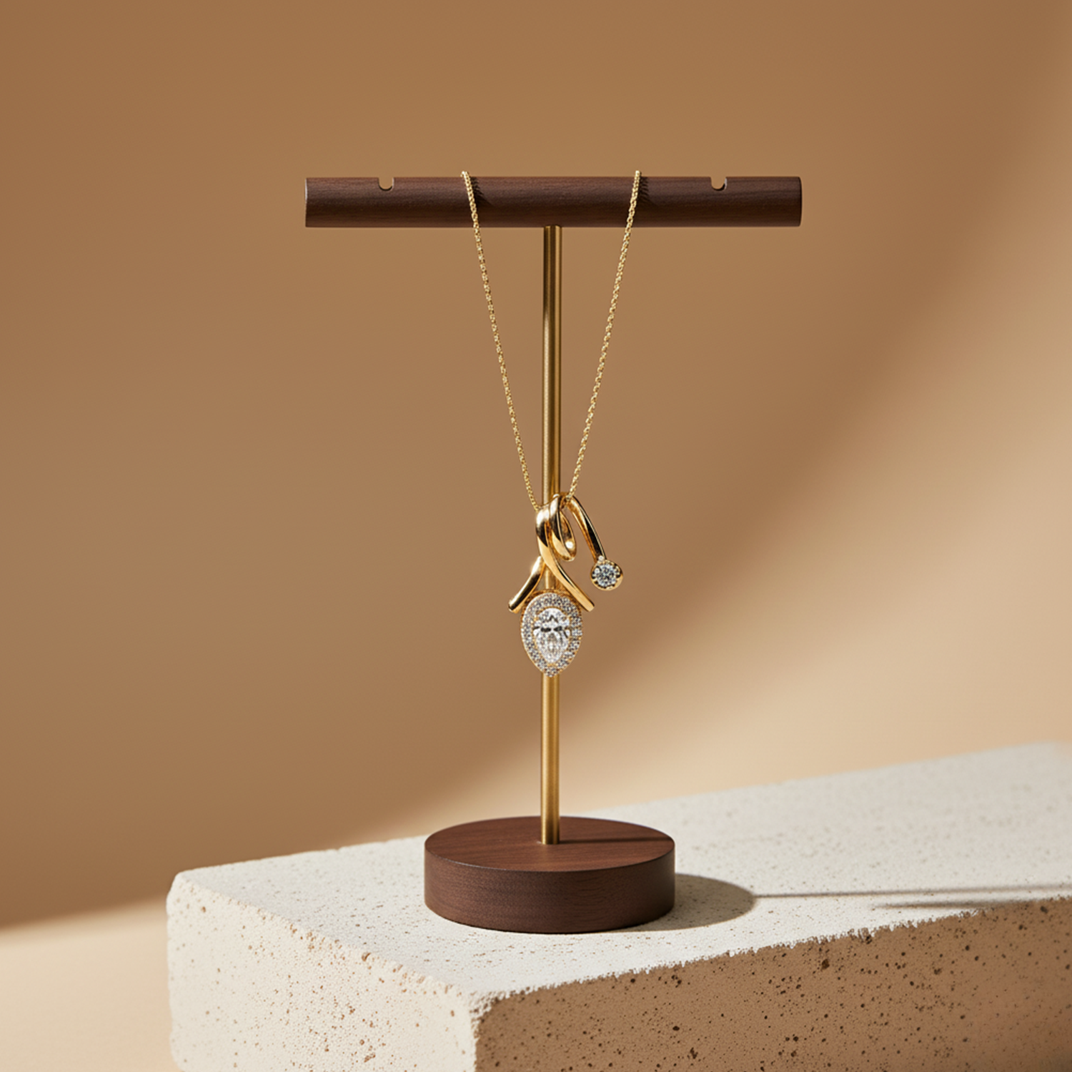 Minimalist Teardrop Halo Diamond Pendant – 925 Silver Elegant Necklace for Women