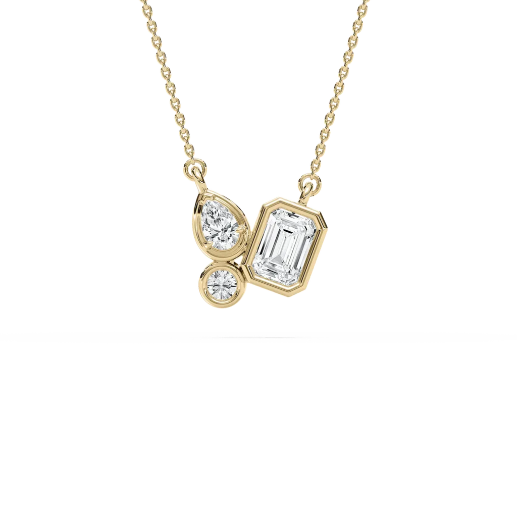 Geometric Diamond Pendant Necklace – 925 Silver Minimal Modern Jewelry