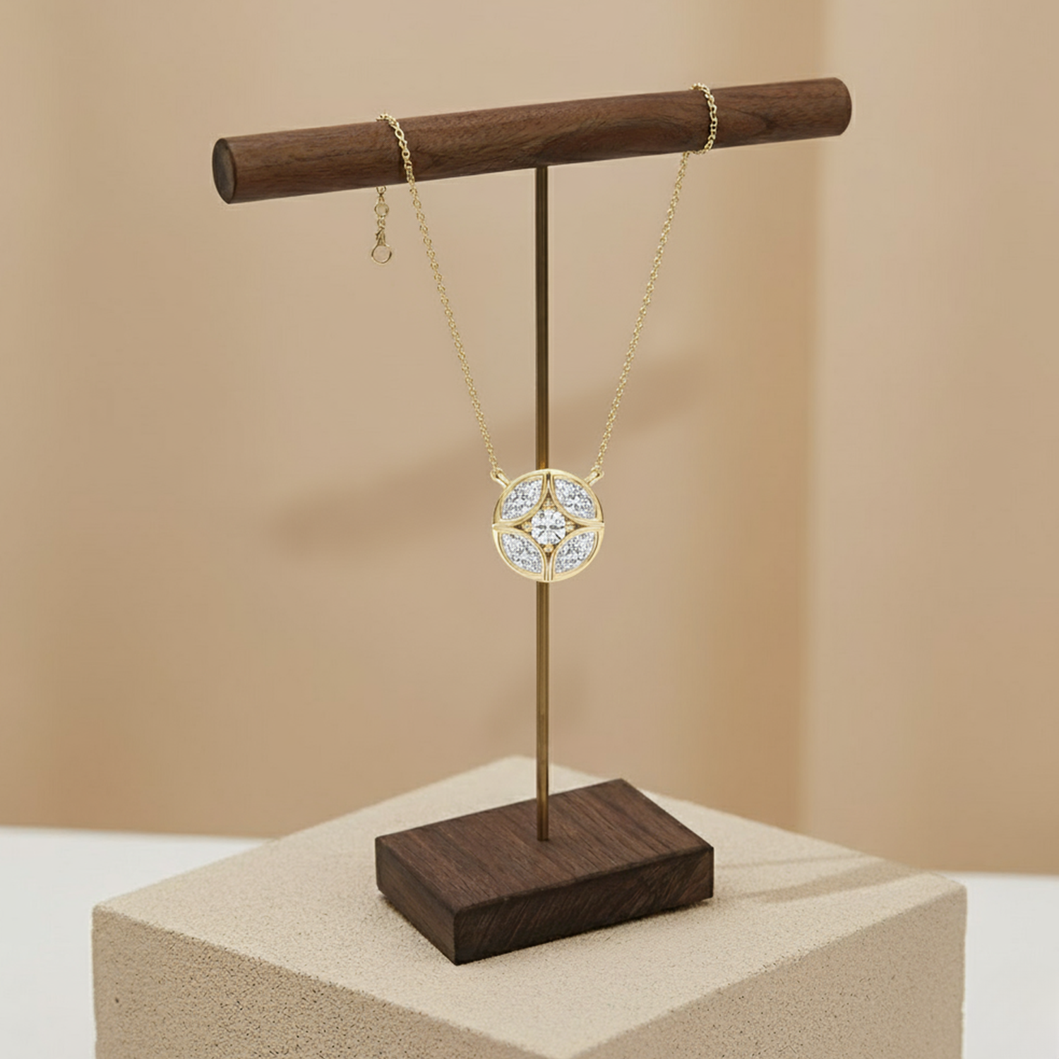 Floral Diamond Circle Pendant | 925 Silver CVD Diamond Necklace | Dainty Everyday Jewelry Gift