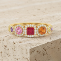 The Luminous Multi-Gemstone Halo Statement Ring