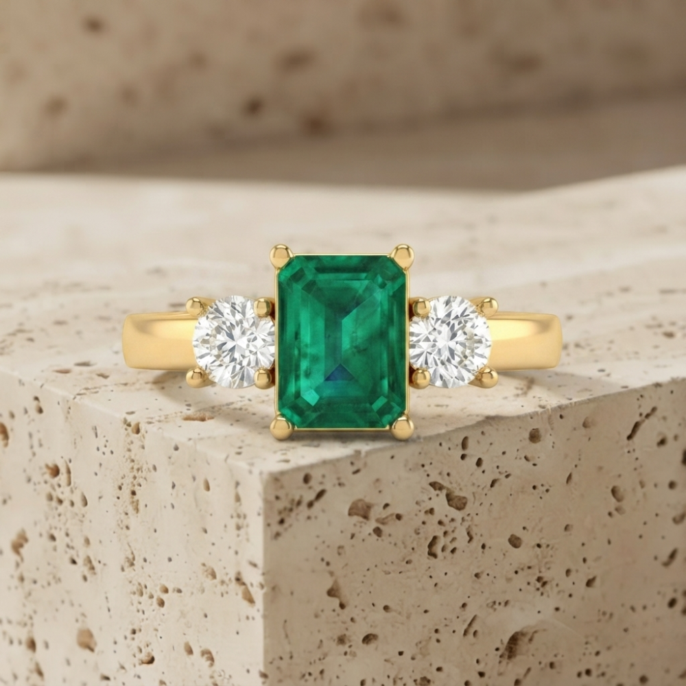 The Luminous Emerald-Cut Three-Stone Statement Ring