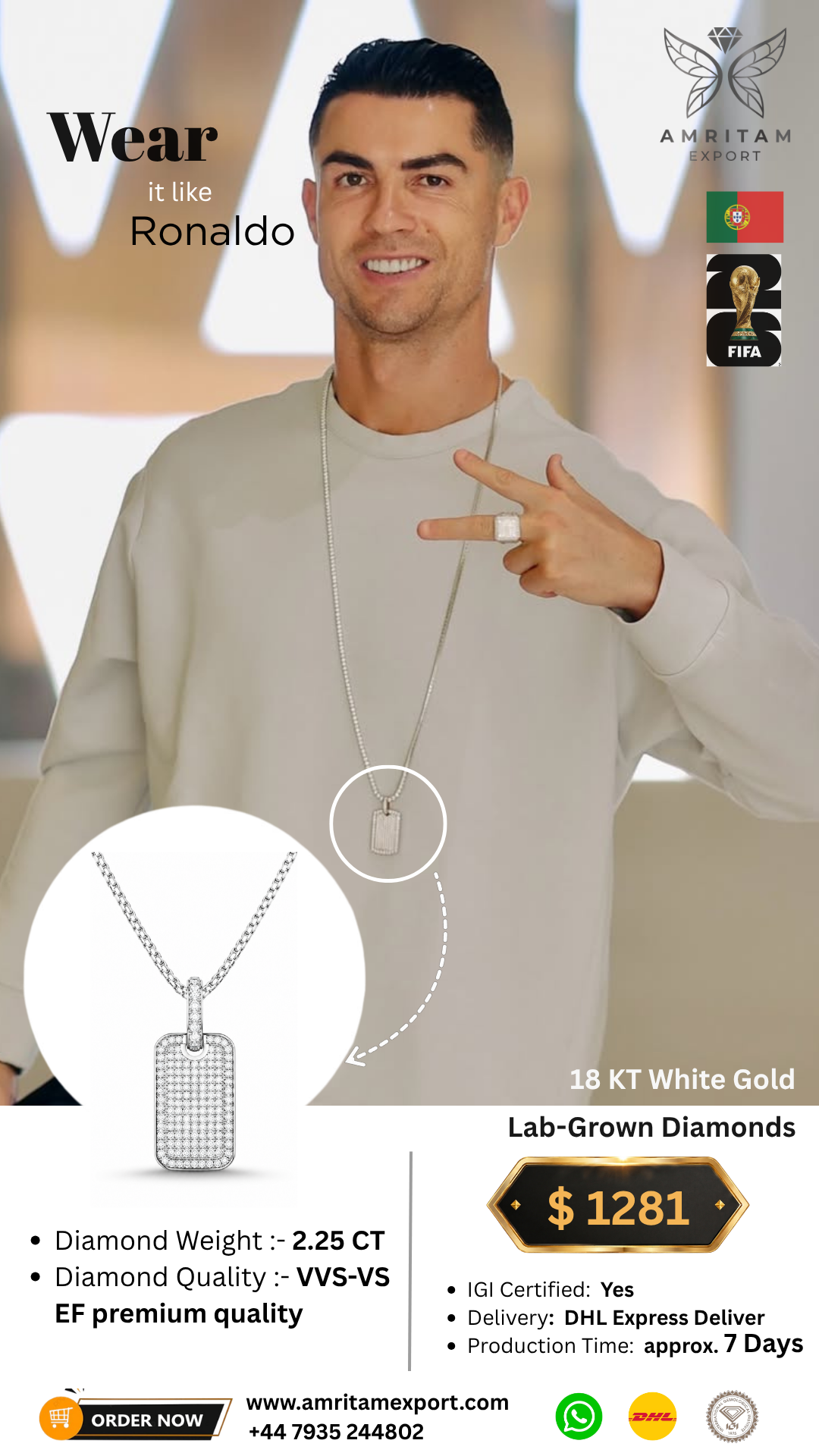 Diamond Dog Tag Pendant Necklace