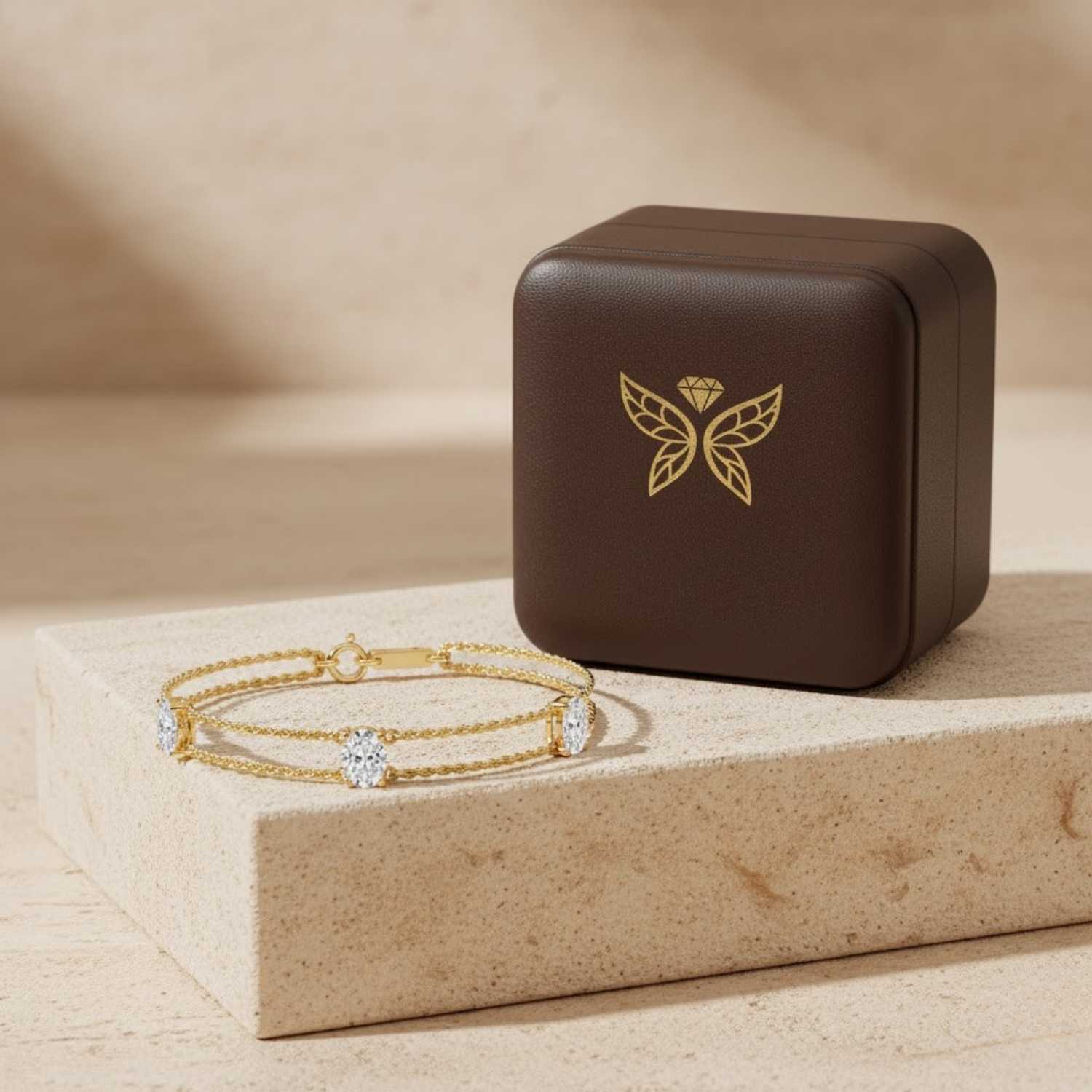 Minimalist Oval CVD Diamond Bracelet – 925 Silver