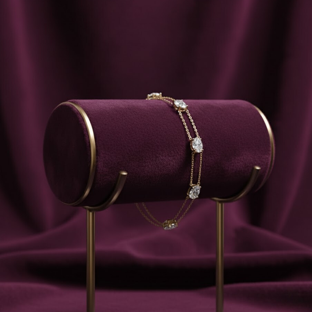 Minimalist Oval CVD Diamond Bracelet – 925 Silver