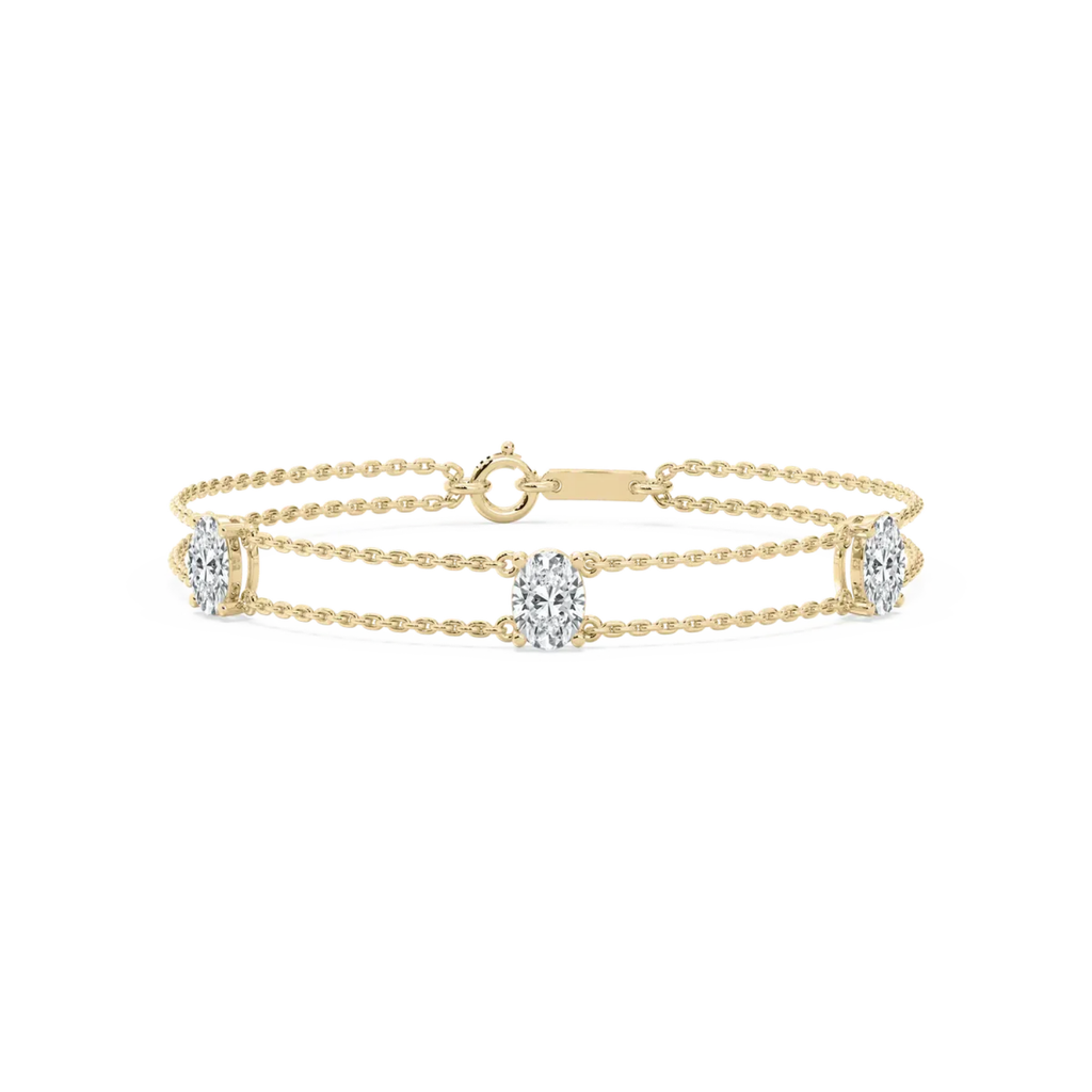 Minimalist Oval CVD Diamond Bracelet – 925 Silver