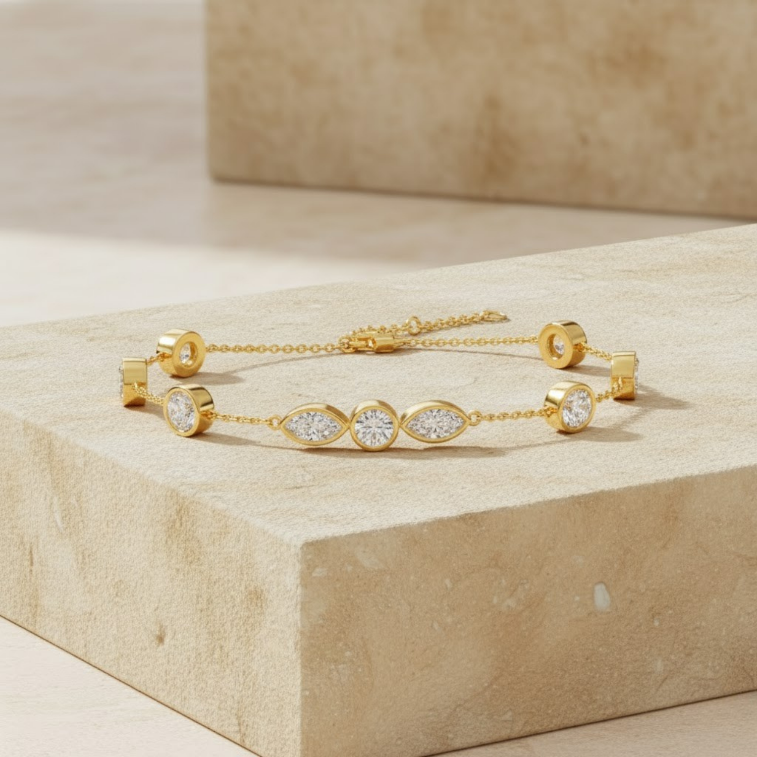 Delicate CVD Diamond Bar Bracelet – 925 Silver