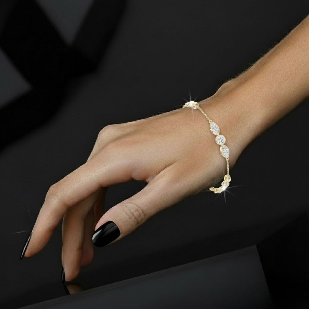 Delicate CVD Diamond Bar Bracelet – 925 Silver