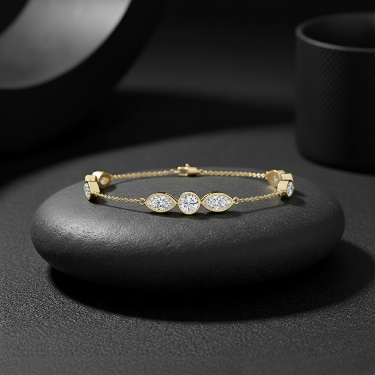 Delicate CVD Diamond Bar Bracelet – 925 Silver