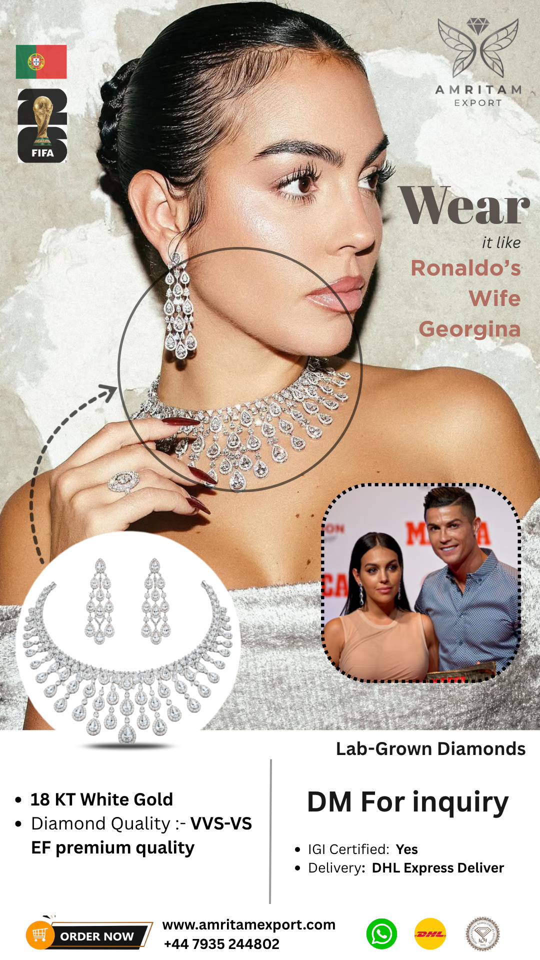 Diamond Waterfall Bridal Necklace &amp; Earrings Set