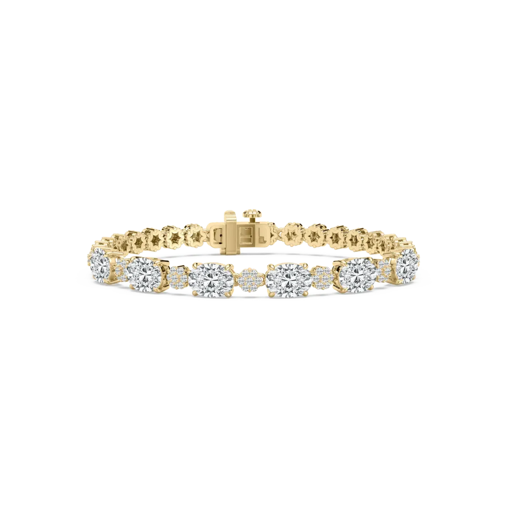 Oval & Round Cluster CVD Diamond Bracelet – 925 Silver