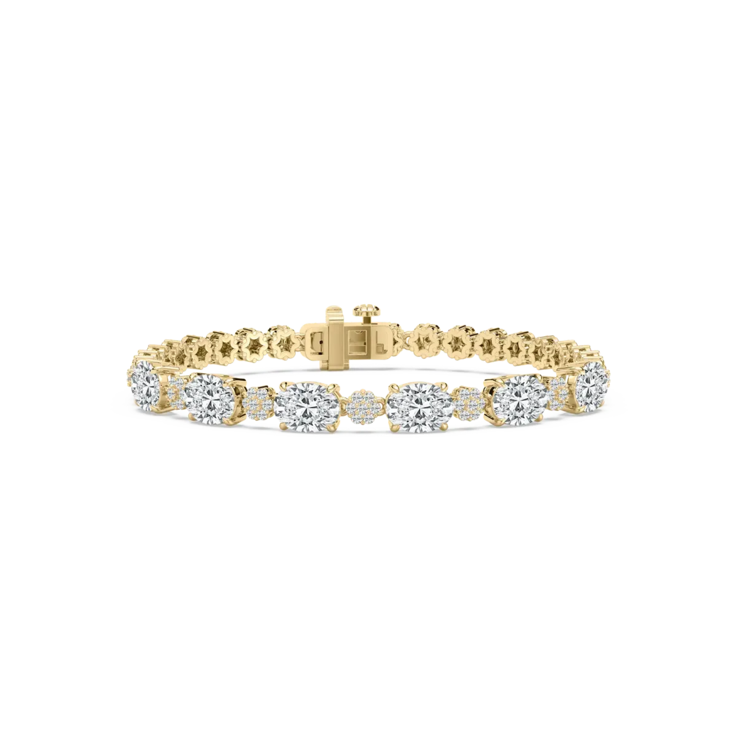 Oval & Round Cluster CVD Diamond Bracelet – 925 Silver