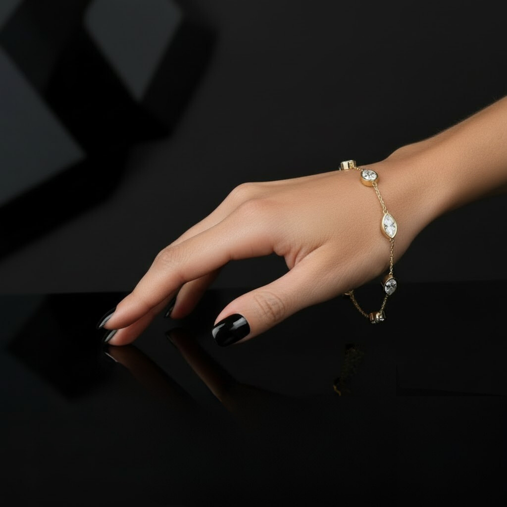 Marquise & Round CVD Diamond Bracelet – 925 Silver