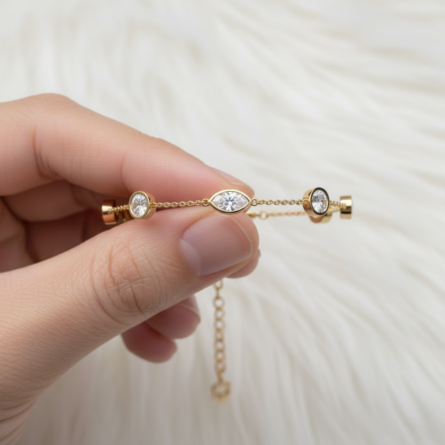 Marquise & Round CVD Diamond Bracelet – 925 Silver