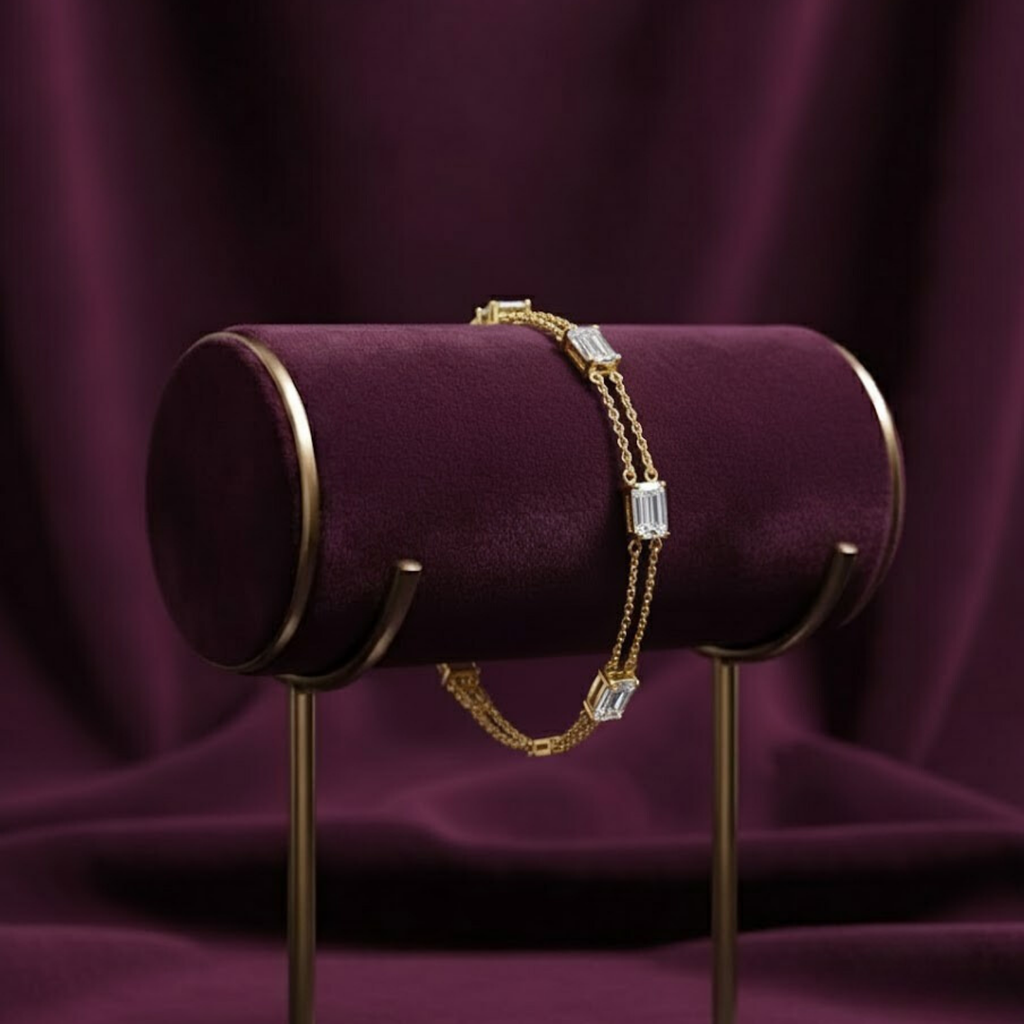 Baguette Cut CVD Diamond Bracelet – 925 Silver