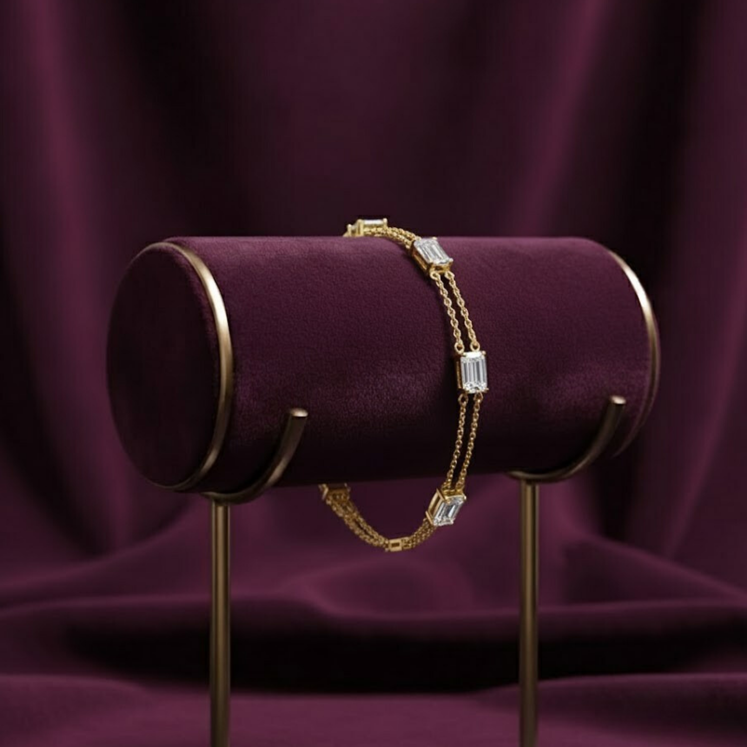 Baguette Cut CVD Diamond Bracelet – 925 Silver